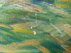 1960s Scandinavian Modern Oil Painting „Hay Harvest“ Signed.
