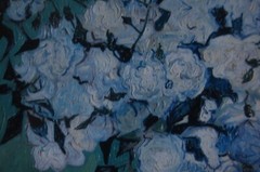 FRAMED VINCENT VAN GOGH VTG 1960’S COLOR PRINT OF „PINK ROSES IN A VASE (1890)“