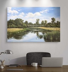 River Landscape 017 Original Acrylic Painting – Framed