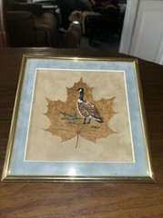 Vintage Painting CC Goose on a Maple Feather Custom Framed Art See Pics