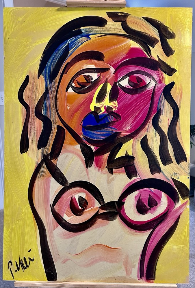 Large Peter Keil Painting Expressionist Female Nude Figural