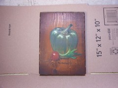 Brother Matthew OSF Small Folk Art Painting Green Pepper & Raddish