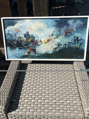 Listed MCM Ann Griffith Oil On Canvas Painting 30×15 Inches San Francisco