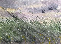 DUCKS FLY Original Artwork Modern Painting Landscape GEESE FLY Art Seascape Gift