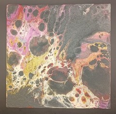 Abstract Art on Wood Canvas (6″x6″x1 1/2″) Ready to Hang on the Wall