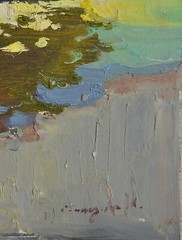 Evening on the River, 25×31 cm, Cardboard, Painting by Shandor Alexander