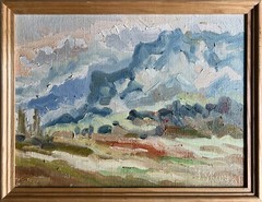 Oil painting Alps Ukrainian painter Canvas Framed original decor landscape art