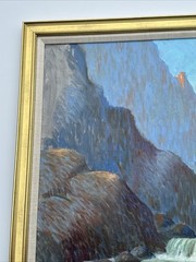 CALIFORNIA DESERT PALM PAINTING LANDSCAPE LARGE FLOYD COPELAND CHANDLER VINTAGE