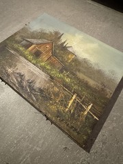 Vintage Signed Painting K.Falter Pond , Country Farm