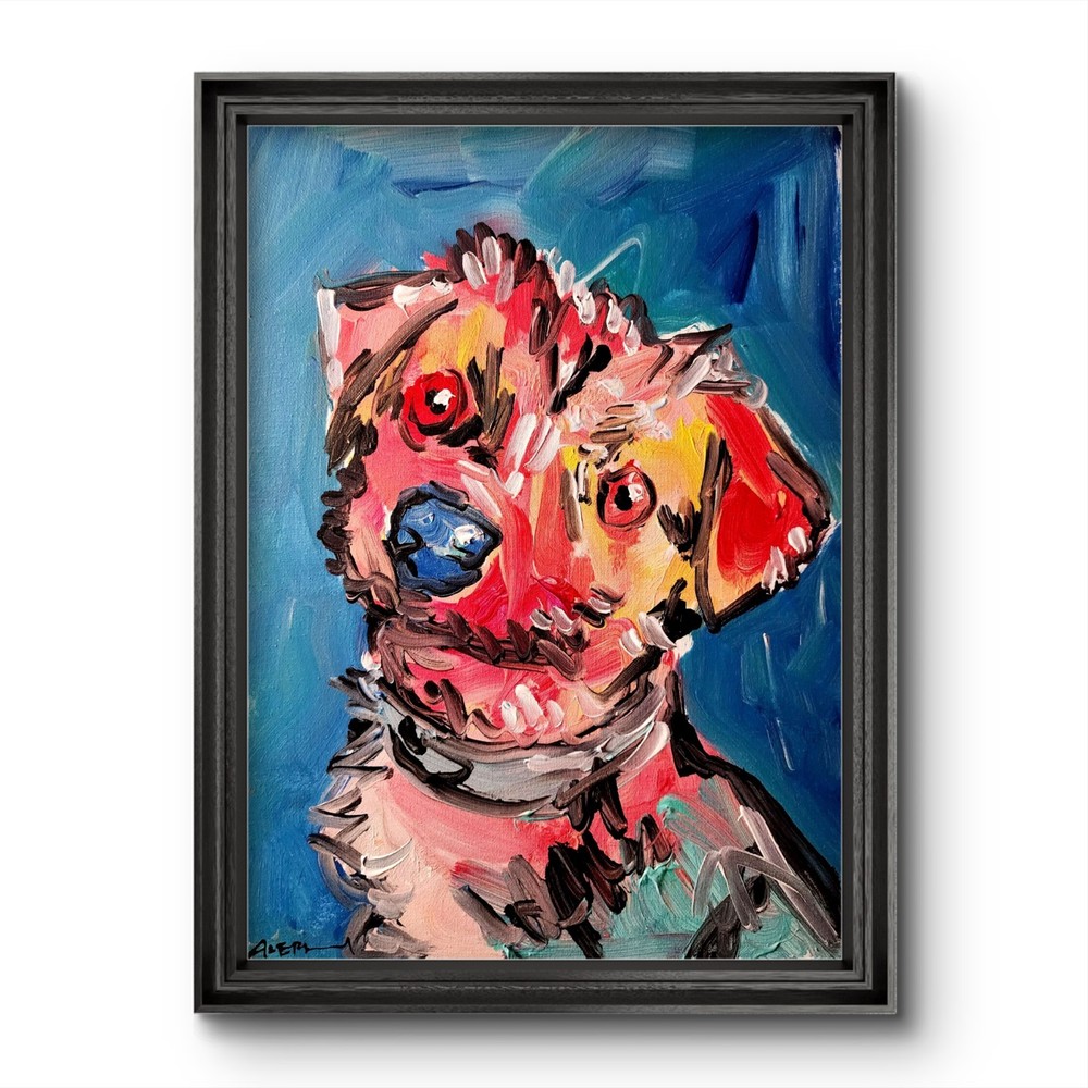 Original Abstract Expressionist Dog Canvas 16×12 Colorful Modern Fine Art
