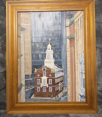 Original Signed 19th Century Painting Of „The Old State House“ Boston Ma.