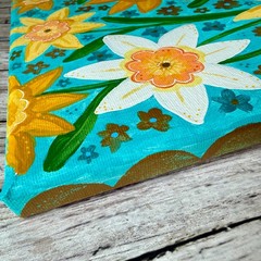 Teal Spring Daffodils Original Acrylic Painting On Canvas 8×10 inches