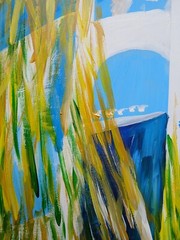 Abstract /Impressionism Country Garden 12.5 X 16″ Painting ON Solid Wood Panel