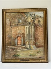 Antique California Mission Painting San Juan Capistrano Impressionist Landscape