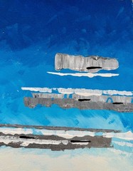 Original Abstract Painting by A. Renzo (1976) – Mid Century Art, 50×50 cm