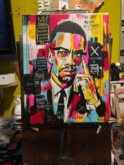 Faris Art-Malcolm X-11×14 Neo Expressionism Original Artwork on Canvas