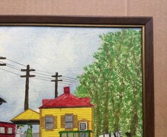 2 Primitive Paintings by L M Spaeth of Pitman New Jersey & Alcyon Park Boardwalk