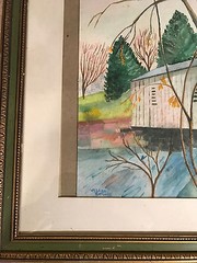 Nice Vintage Valera Ritchie „Sergeantsy Bridge“ Watercolor Painting – Framed