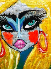 Unique Original POP ART colorful LADY #6 of 6 PORTRAIT PAINTING SWARTZMILLER DNA