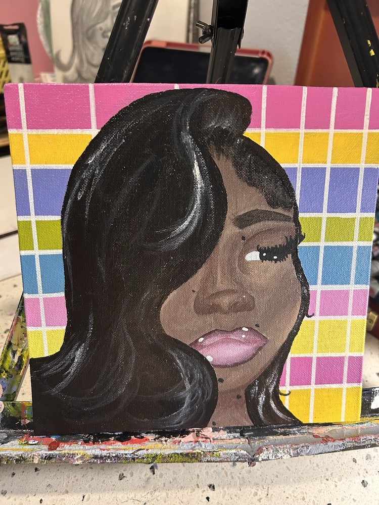 Pop Art Portrait Painting of Woman on Canvas Unframed Single Piece