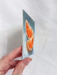 Orange Slices ORIGINAL Oil Painting Still Life Fruit Small Art 4″x4″