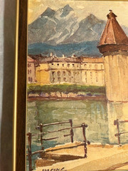 A.Marc ,Nicolas Markovitch Watercolor Painting Lithograph SWISS SCENES PAIR SEE