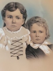 Antique Master Pastel Portait Siblings Frankie & Annie Children Of John& Ophelia