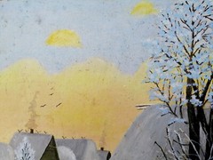 Oil Painting Winter Evening Original Unframed Wall Hanging Home Decor n1134
