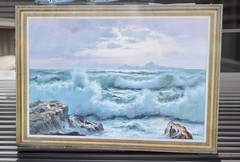 Guido Odierna Capri original oil painting signed Seascape￼ Large 5 1/2 X 4 Feet