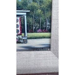 Pamela C Renfroe Original Oil Painting Framed Quilt Farmhouse Southern Folk Art
