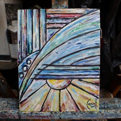 THE DEFINITION OF 8×10 oil painting card panel original art signed Crowell