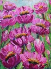 Pink Flower Painting 12×16 Original Textured Floral Canvas Art