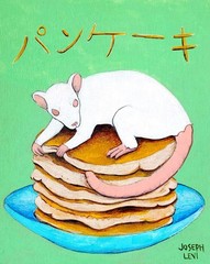 Original Modern Superflat Art 8×10 Rat Pancakes Acrylic Painting Canvas Panel