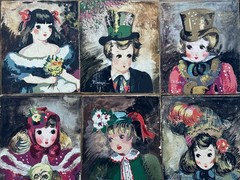ANTIQUE MID CENTURY PAINTING PORTRAIT BIG EYE CHILDREN LISTED FAMOUS ALEXANDER