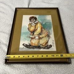 Vintage 70s Salvador Cabrera Clown Paintings Pair Of 2 ‘77 & ‘78 Framed Art