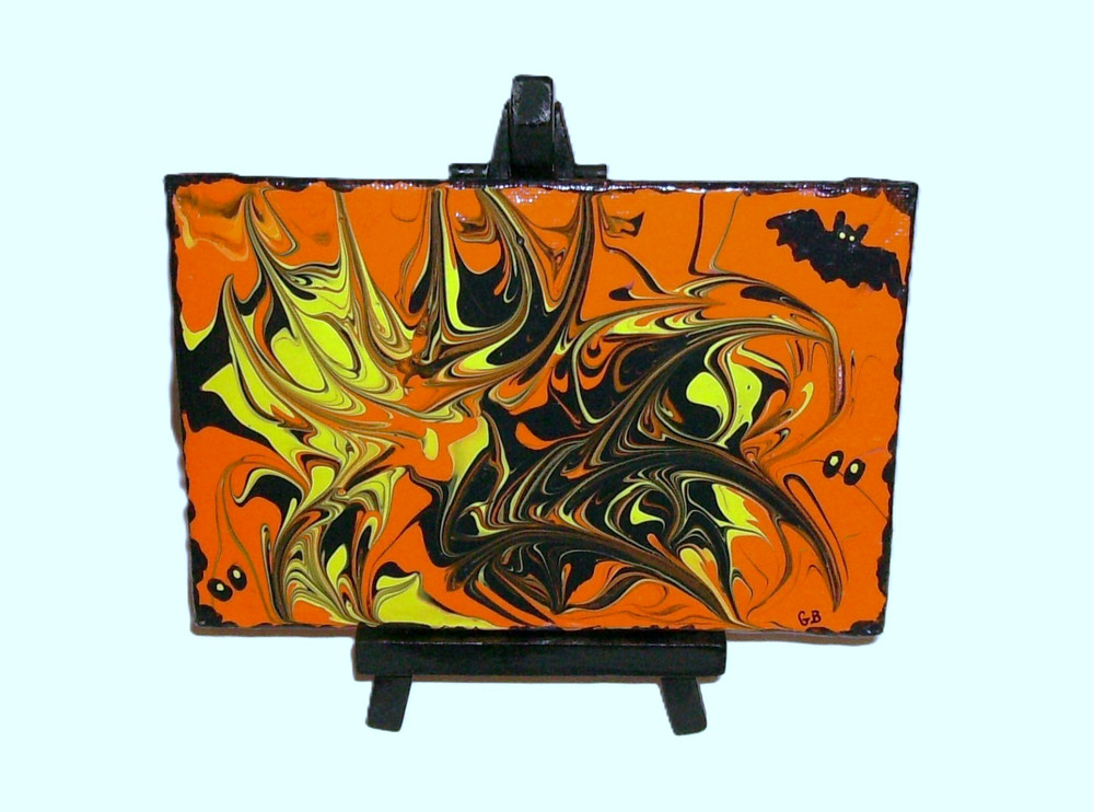 Halloween acrylic miniature painting „Halloween Fantasy“ canvas board-w/easel