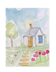 ACEO By Kenna Original Watercolour Painting Art Cottage 2.5” X 3.5” Signed ÀTC