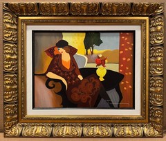 Itzchak Tarkay „Autumn Repose“ Embellished Serigraph on Canvas, Signed, 58/110