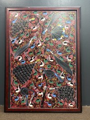 Huge Steven Lewis Tingatinga Bird Painting Signed Tanzanian African Art 44×31