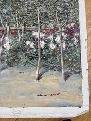 ORIGINAL Impressionist Painting Signed DAVID SMART 24×36 HOMESTEAD Cottagecore