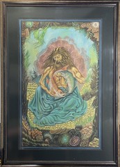 Original Painting on Cloth Astrology Zodiac Pisces Neptune Jupiter Tarot FRAMED