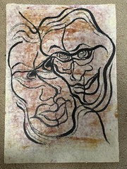 Corbellic Abstract Cubism Portrait Urban Paper Art Original 17″ H X 12″ L