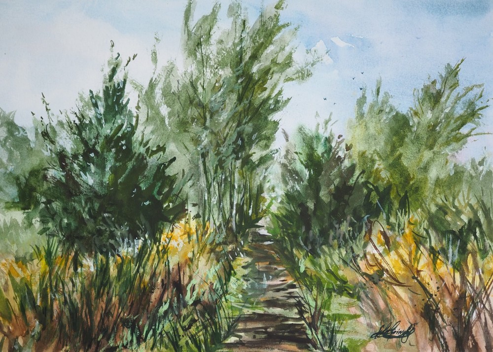 „End of Summer“ original watercolor painting on paper, one of a kind artwork