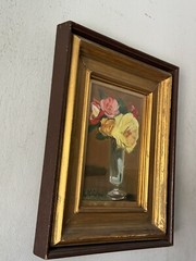 EXCEPTIONAL ANTIQUE FRENCH MODERN STILL LIFE OIL PAINTING OLD VINTAGE ROSES 1950