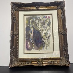 Mark Chagall lithograph nicely framed with COA 27” x 31” framed Story Of Exodus