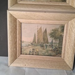 2 vintage boat and lake view house photoswith frame.