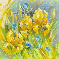 Irises Painting Flower Original Painting Oil Iris Painting Floral Meadow