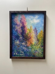 Blooming Garden Original Oil Painting Framed Impressionist Floral Landscape