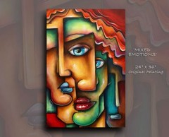 Art figurative Modern portrait painting „Mixed Emotions“ Mix Lang Original a