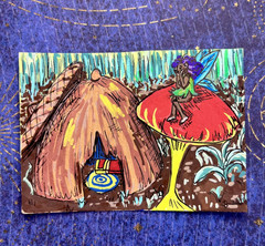 ACEO Original Art Fairy Home Fae cottagecore whimsy acorn by Kai Robin Courtney